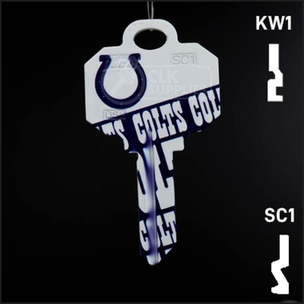 Uncut Key Blank |  NFL INDIANAPOLIS COLTS | Choose Keyway Online now